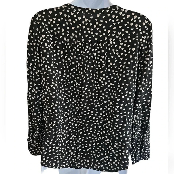 Gap Small Black White Heart Print Blouse Y2K 90s Romantic Casual Top Cottagecore - Picture 4 of 8